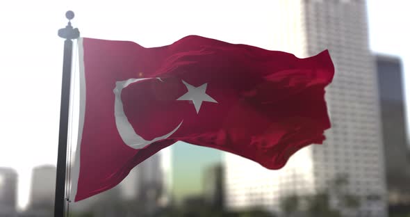Turkish national flag. Turkey country waving flag alt