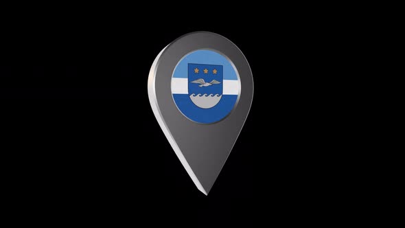 3d Animation Map Navigation Pointer With Flag Of  Jurmala (Latvia) With Alpha Channel - 2K alt