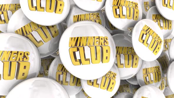 Winners Club Buttons Pins Join Exclusive Group Members Players 3d Animation alt