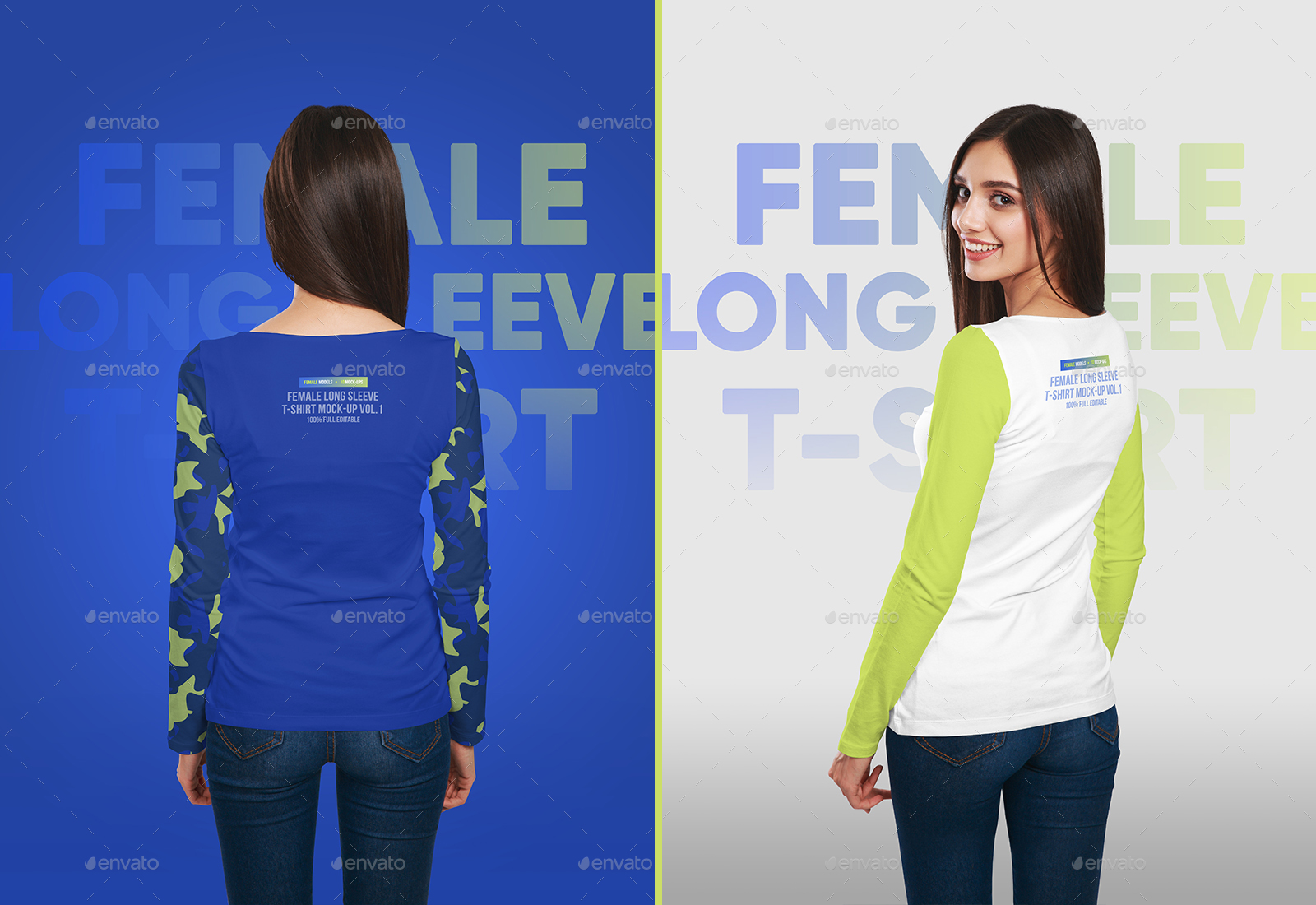 Download Female Long Sleeve T-Shirt Mockups by HiMockUp | GraphicRiver