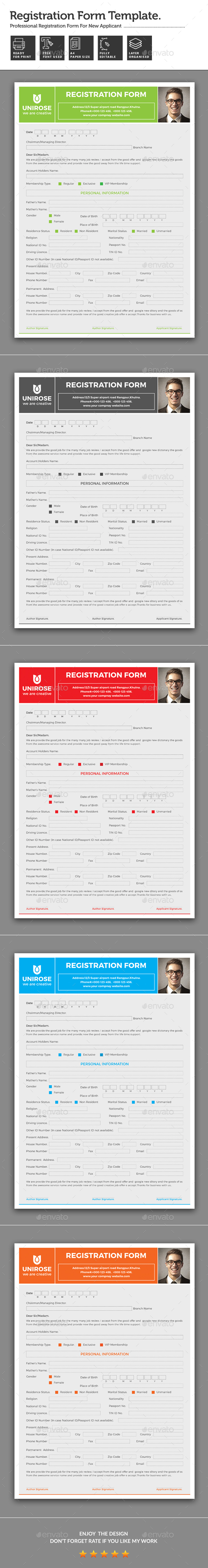 Registration Form - Miscellaneous Print Templates