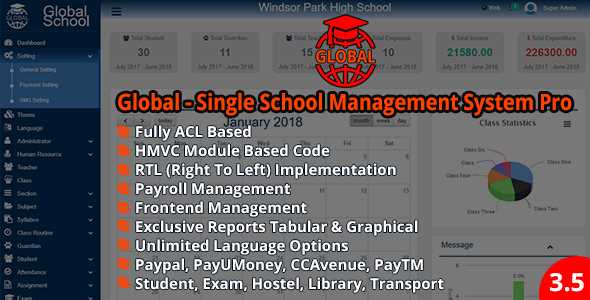Global - Single School Management System Pro - CodeCanyon Item for Sale