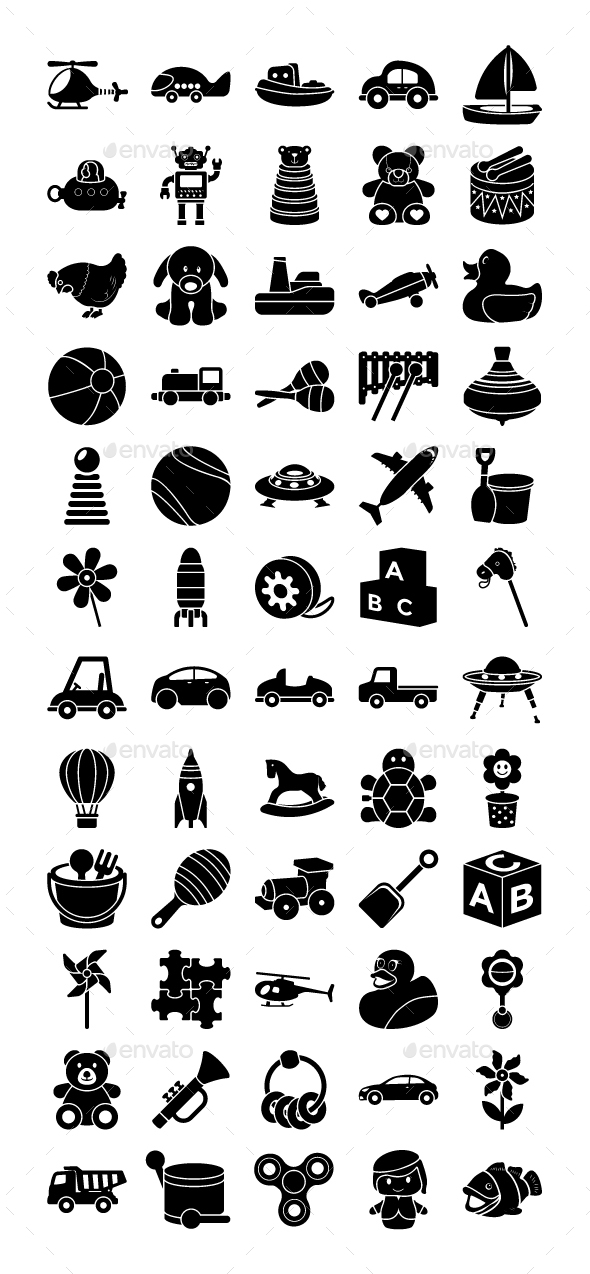 60 Toys Vector Icons in Web Icons