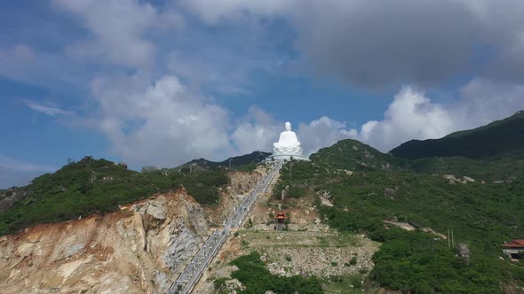 Aerial view of the sitting Buddha statue at Ong Nui Pagoda (Linh Phong Pagoda) - Binh Dinh alt