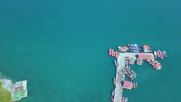 Aerial View of the Sea Pier of Tropical Beach on the Island Ko Si Chang