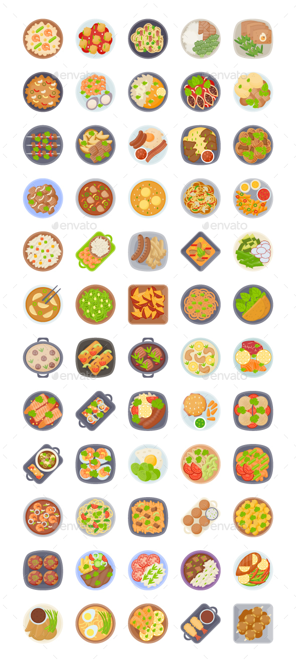 60 Food Dishes Vectors - Vectors
