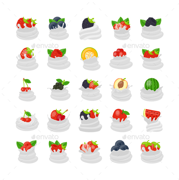 25 Whipped Cream Fruit Vectors - Vectors