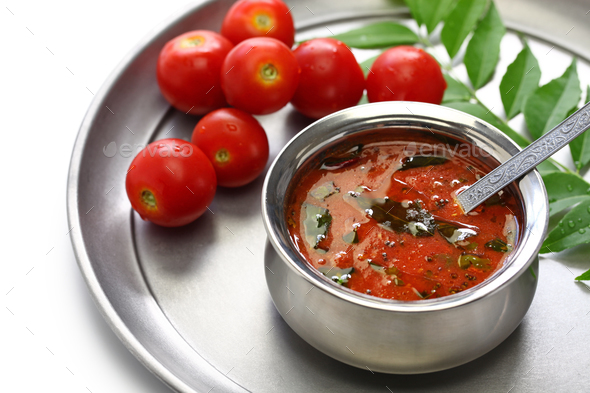 tomato rasam kerala style, south indian food Stock Photo by motghnit