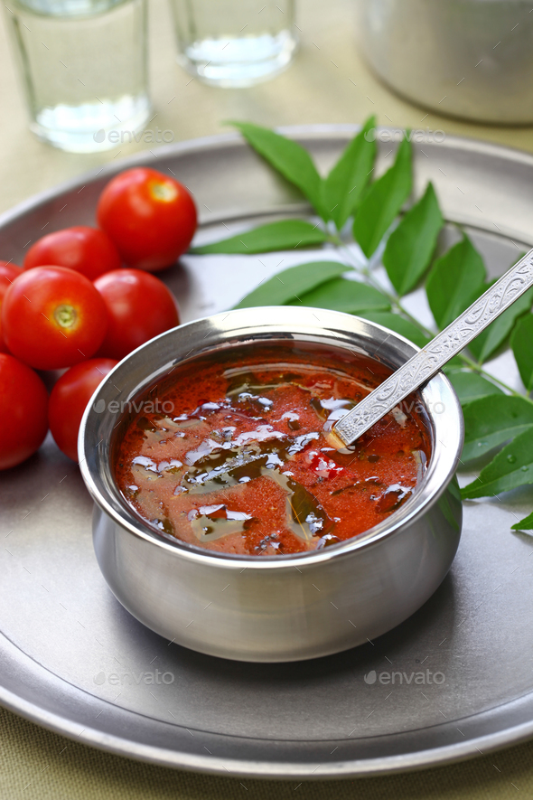 tomato rasam kerala style, south indian food Stock Photo by motghnit