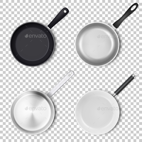 Vector Realistic Empty Pans - Man-made Objects Objects