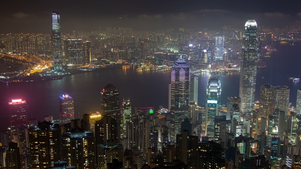 Sky View Hong Kong From Famous Peak at Night alt