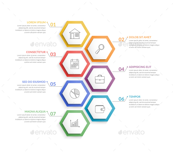 Infographic Template With 7 Hexagons By Human Graphicriver 8162