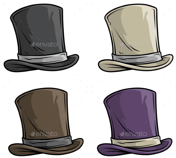 Cartoon Old Gentleman Top Hat Vector Icon Set, Vectors GraphicRiver