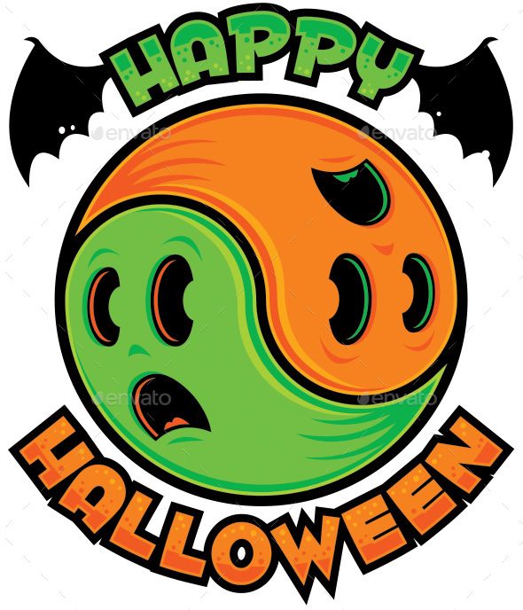 Happy Halloween Ghost Yin-Yang - Halloween Seasons/Holidays
