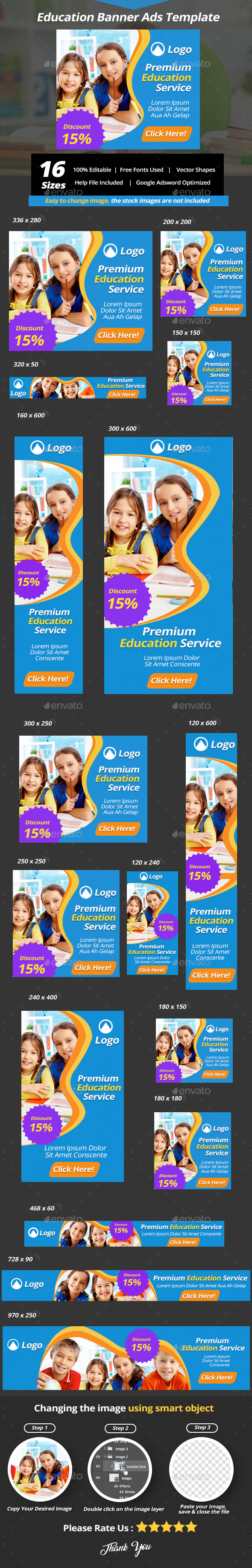 Education Banner Ads Template - Banners & Ads Web Elements