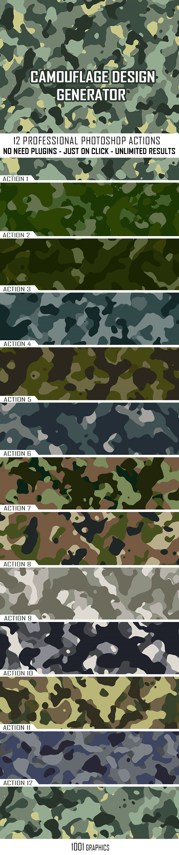 Camouflage Texture Generator - 12 PS Actions Vol.1 - Utilities Actions