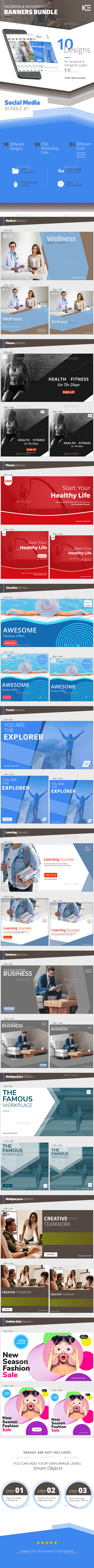 Social Media Bundle #1 - Banners & Ads Web Elements
