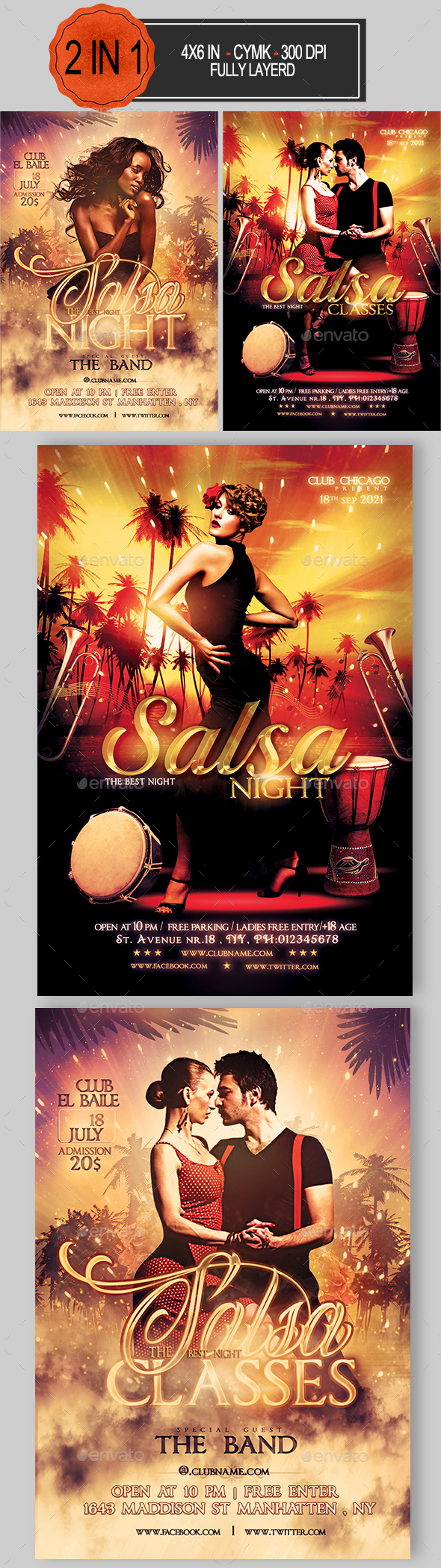 Salsa Party Flyer Bundle - Clubs & Parties Events