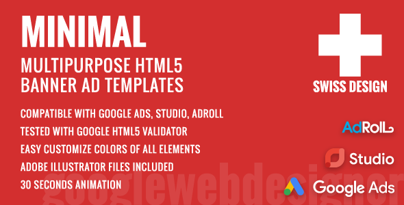 Swiss Design Minimal Animated Html5 Banner Ad Templates Gwd