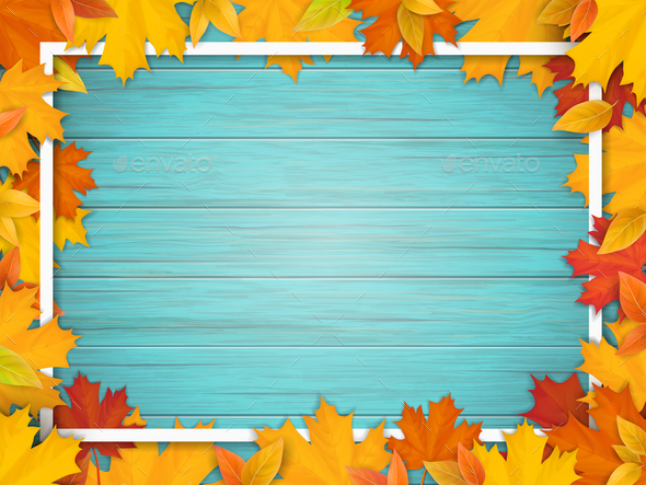 Autumn Leaves and Frame - Seasons Nature