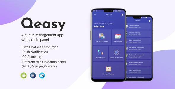 Qeasy - A queue management app with admin panel - CodeCanyon Item for Sale
