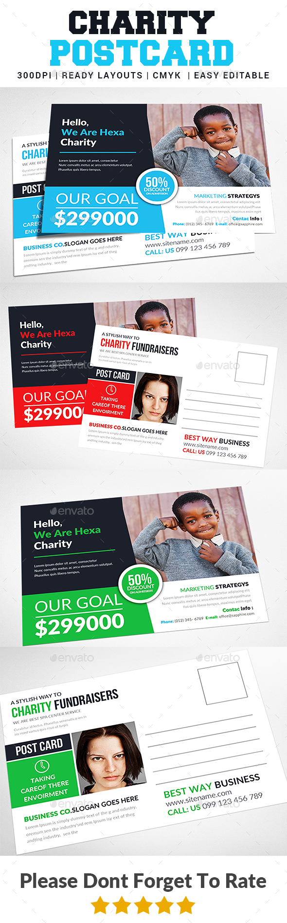 Charity Fundraisers Postcard - Cards & Invites Print Templates