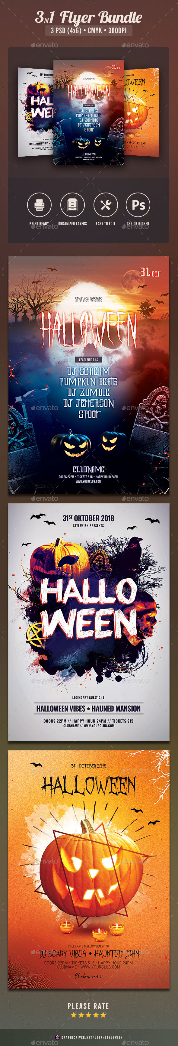 Halloween Flyer Bundle Vol.06 - Clubs & Parties Events
