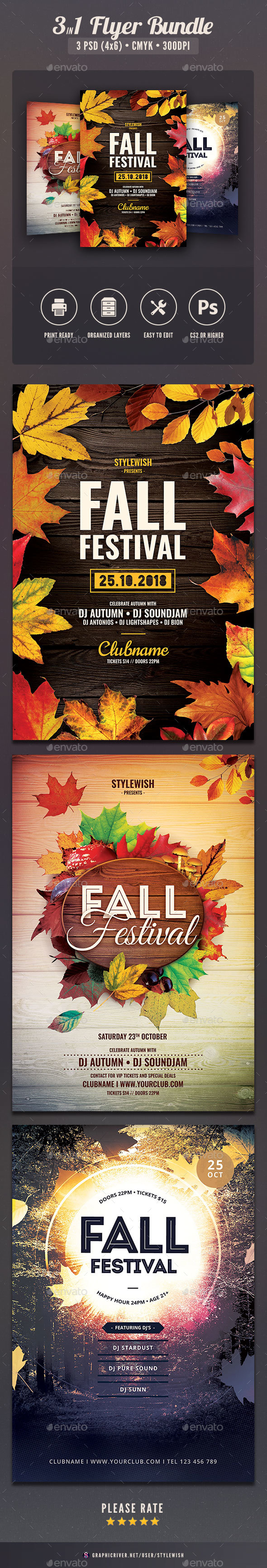 Fall Festival Flyer Bundle - Clubs & Parties Events