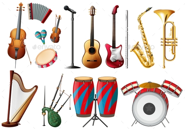 Įvairių tipų muzikos instrumentaiĮvairių tipų muzikos instrumentai  