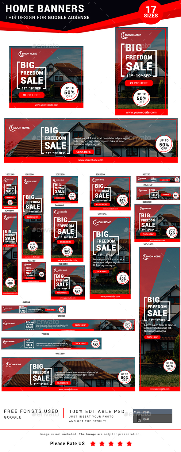Home Banner Set (Real Estate) - Banners & Ads Web Elements