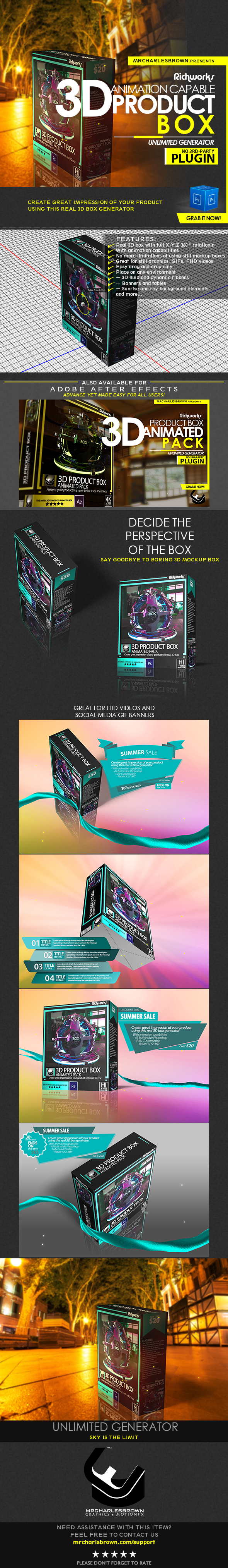 Richworks 3D Product Box For Photoshop - Photo Effects Actions