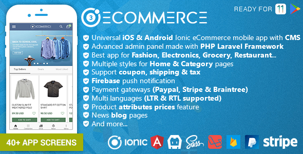 Ionic Ecommerce - Universal iOS & Android Ecommerce / Store Full Mobile App with Laravel CMS - CodeCanyon Item for Sale