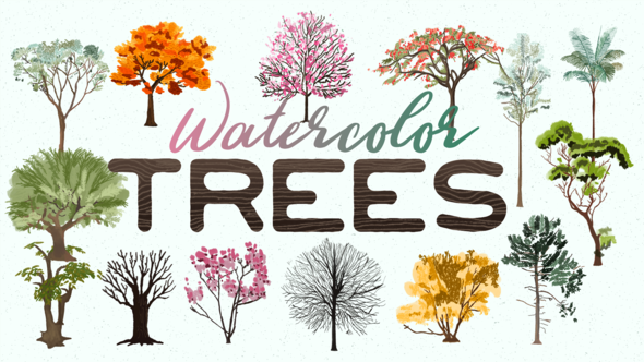 Watercolor Trees Animated - VideoHive 22544052