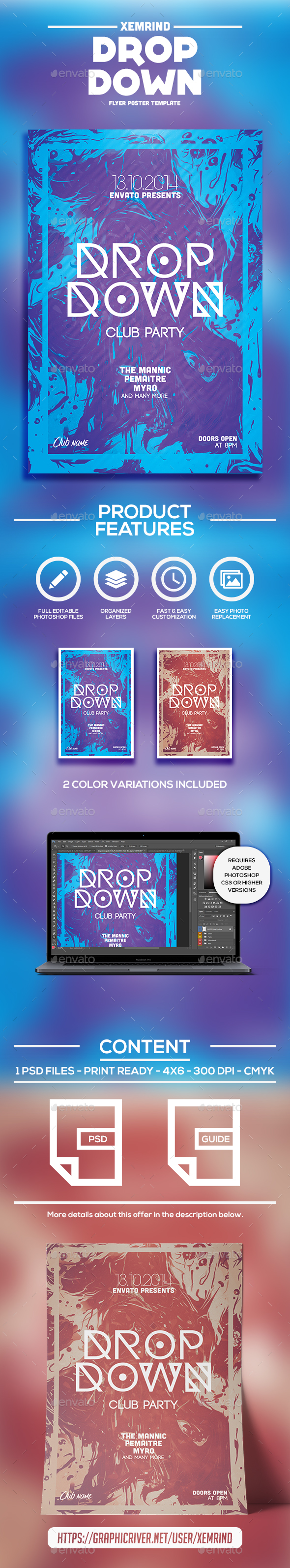 Drop Down Flyer Template - Clubs & Parties Events