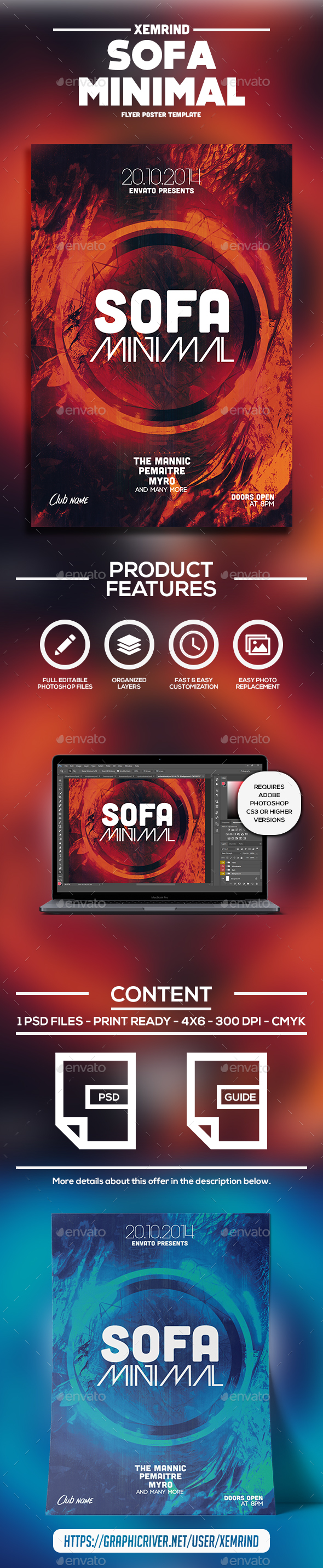 Sofa Minimal Flyer Template - Clubs & Parties Events
