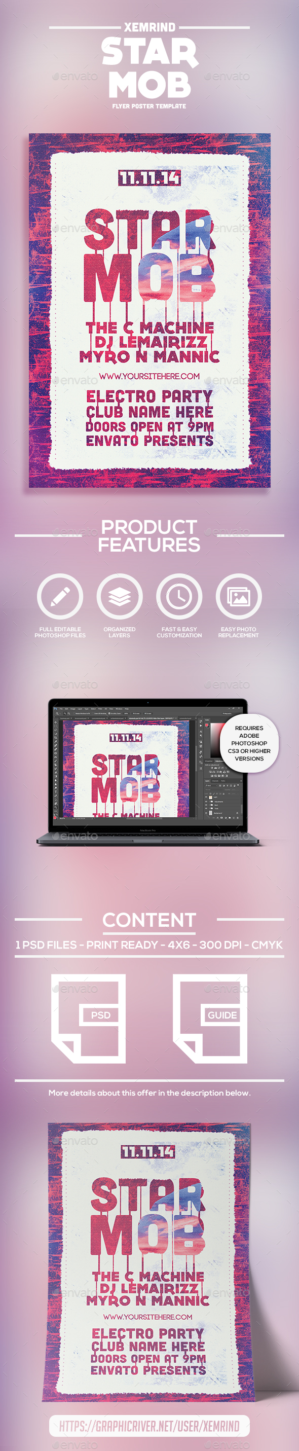 Star Mob Flyer Template - Clubs & Parties Events