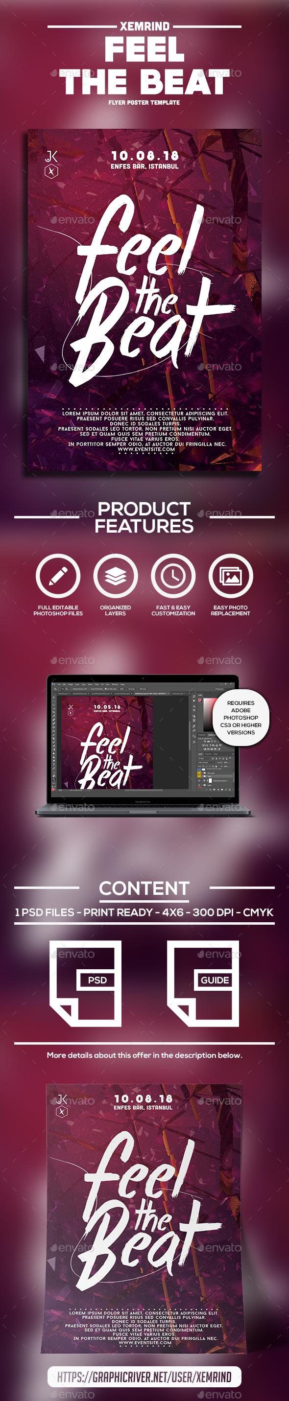 Feel the Beat Flyer Template - Clubs & Parties Events