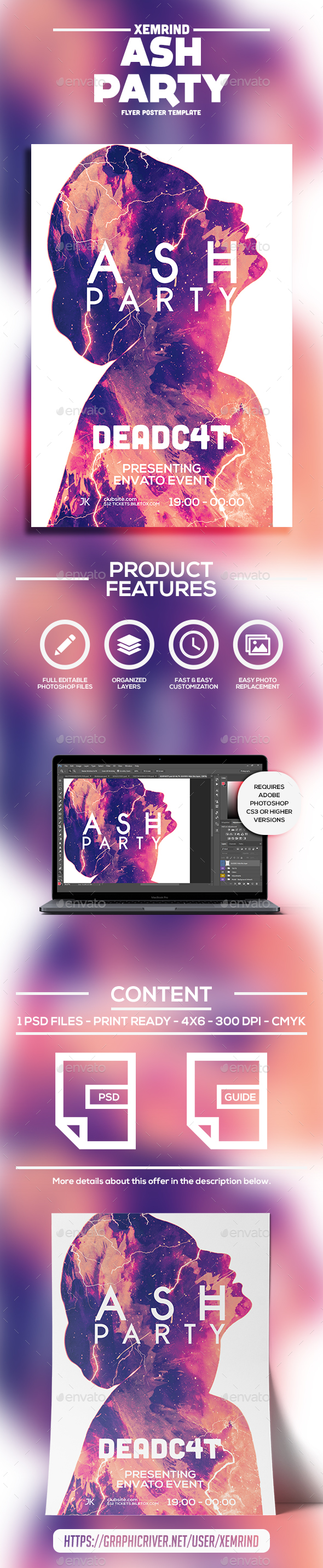 Ash Party Flyer Template - Clubs & Parties Events