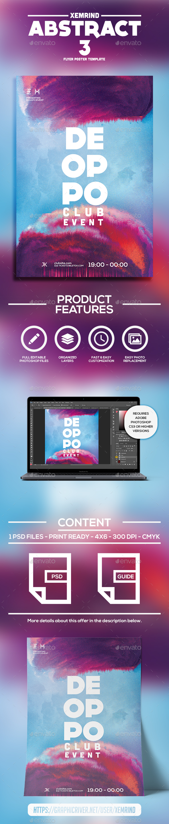 Abstract 3 Flyer Template - Clubs & Parties Events