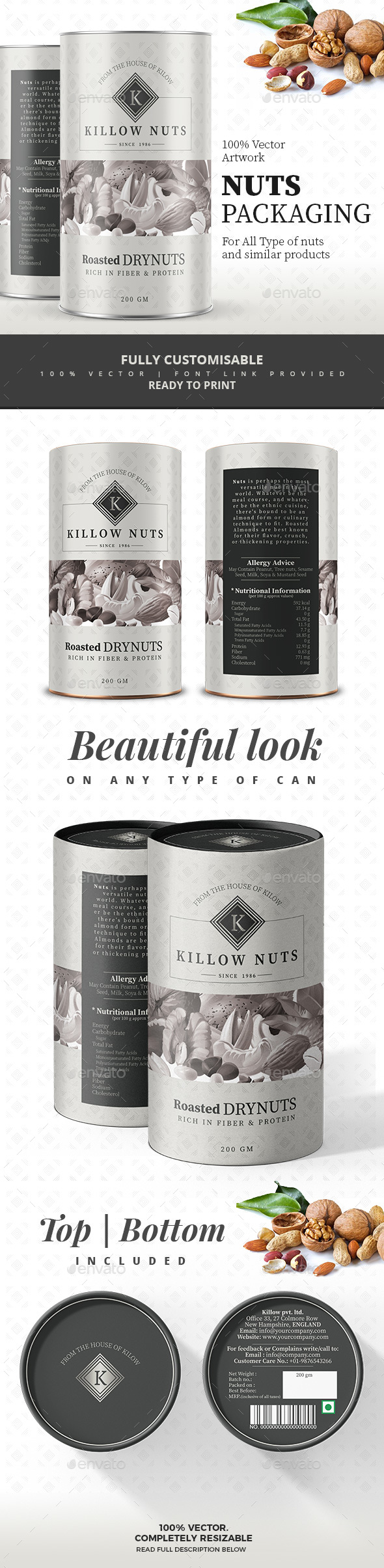 Modern Nuts Packaging - Packaging Print Templates