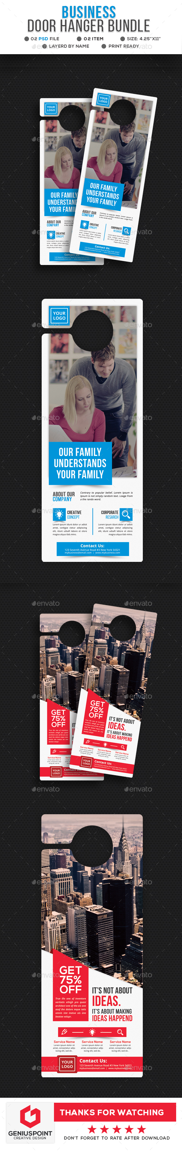 Business Door Hanger Bundle - Miscellaneous Print Templates