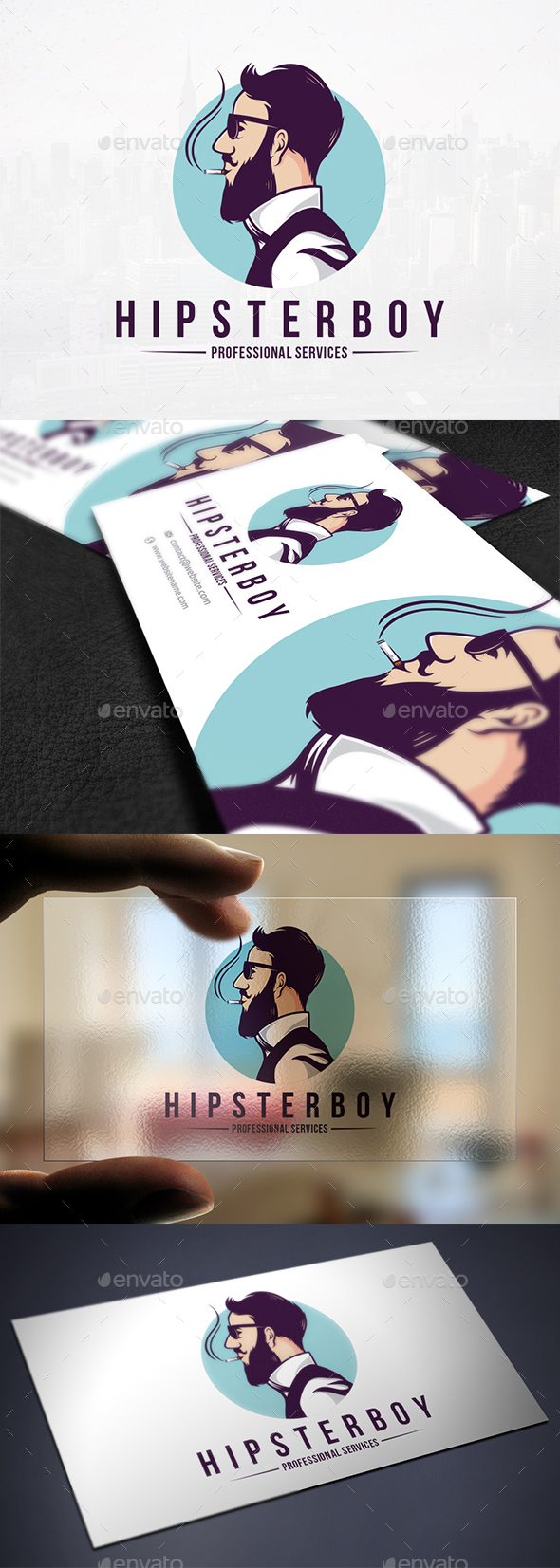 Hipster Smoking Logo Template - Humans Logo Templates