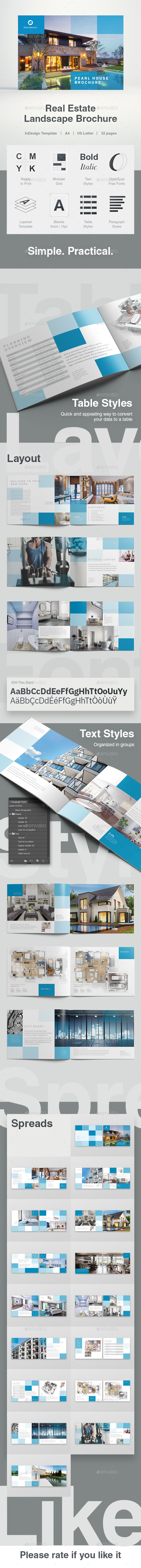 Real Estate Landscape Brochure - Brochures Print Templates