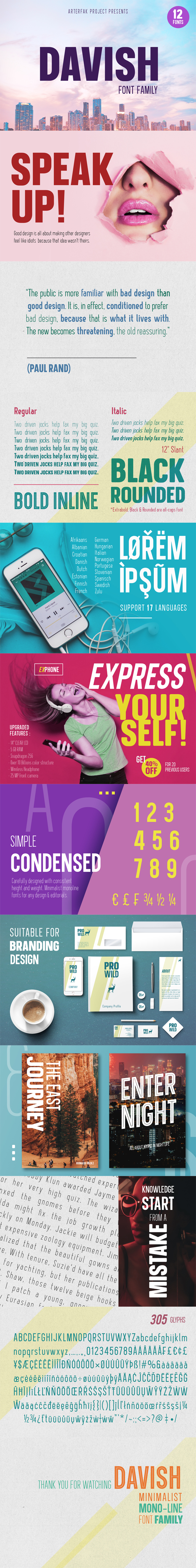 Davish Font Family - Condensed Sans-Serif