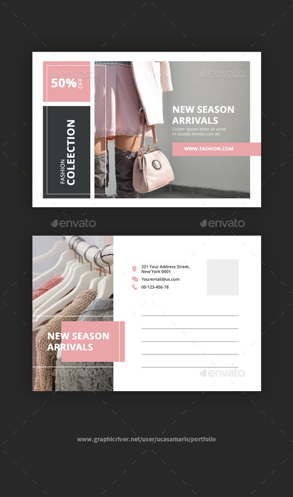 Beauty Fashion Postcard - Cards & Invites Print Templates