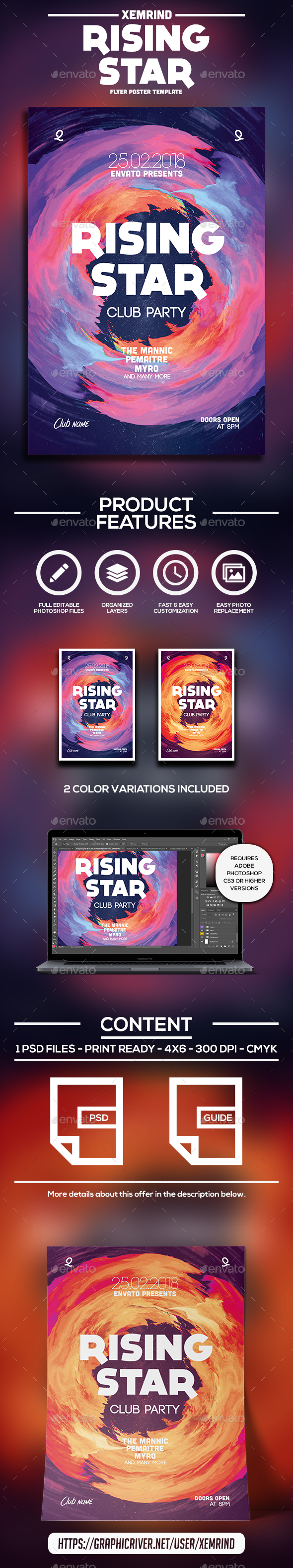Rising Star Flyer Template - Clubs & Parties Events