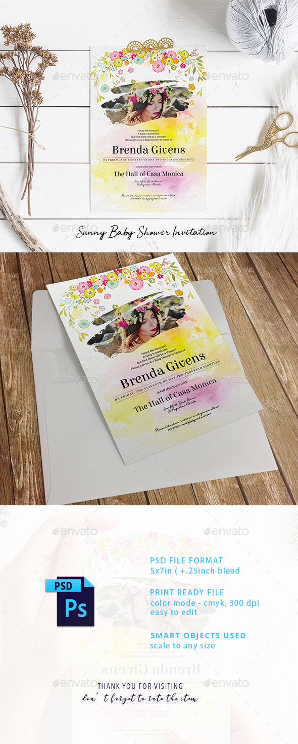 Sunny Baby Shower Invitation - Cards & Invites Print Templates