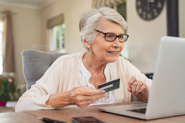 Old woman paying bills online Stock Photo by Rido81 | PhotoDune