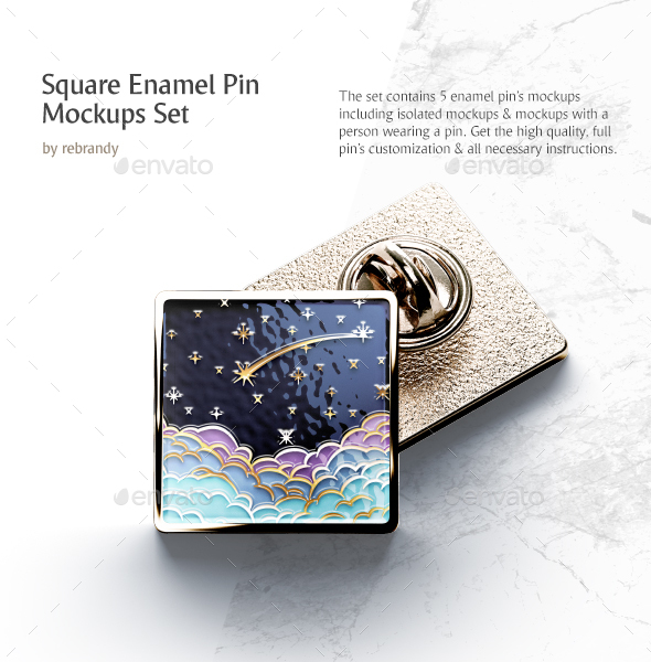 Download Square Enamel Pin Mockups Set By Rebrandy Graphicriver