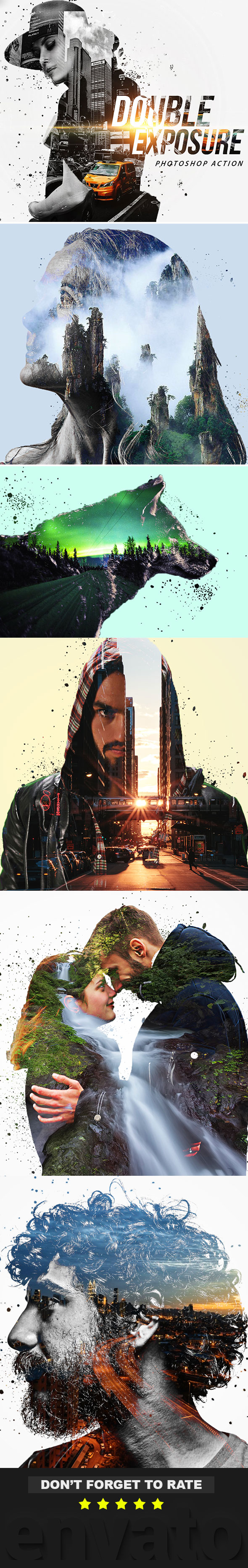 Double Exposure Photoshop Action - Photo Effects Actions